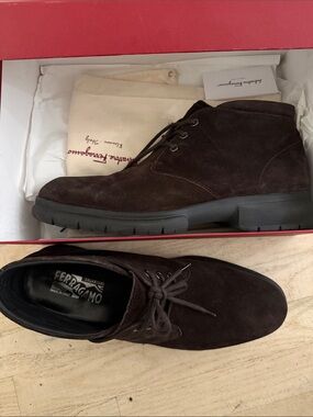 Salvatore Ferragamo Brown Suede Chukka Boots